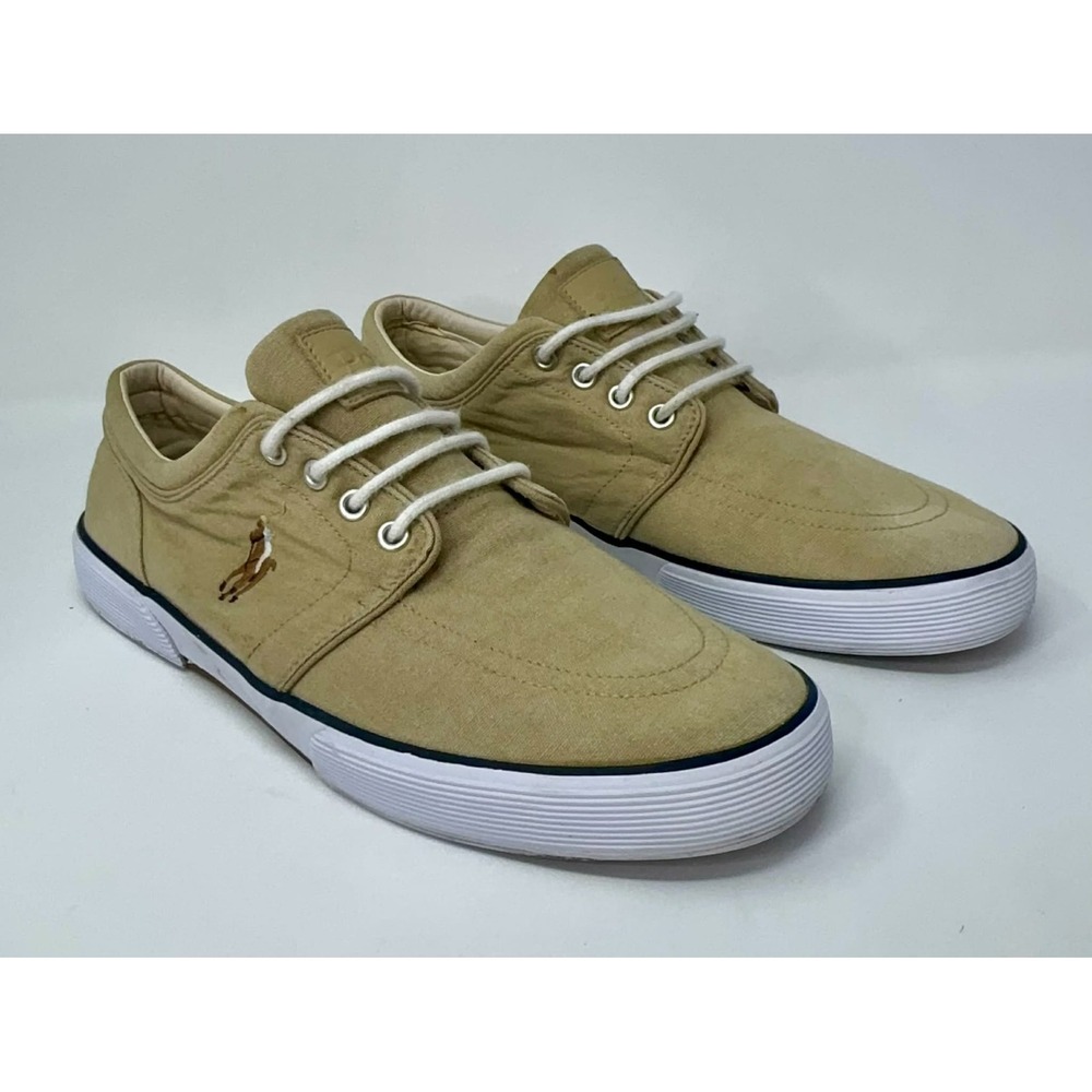 Polo Ralph Lauren Faxon Low Sneakers Mens Size 11 Canvas Beige Flesh Pony Preppy